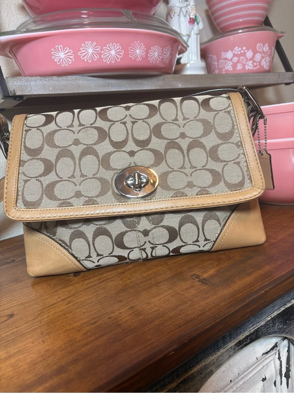 Coach Hamptons Signature Turnlock Shoulder Flap Bag 2008